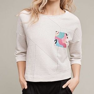 Anthropologie Patched Pullover Oversize Sweatshirt